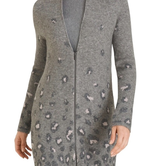 Chico gray and white cheetah metallic print cardigan sweater - Picture 4 of 14